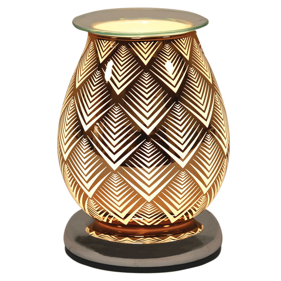 Tulip shaped glass wax melter with copper chevron 