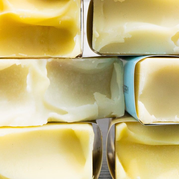 Several stacked up soap bars