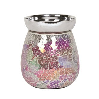 Ceramic mosaic wax melter with ceramic silver dish