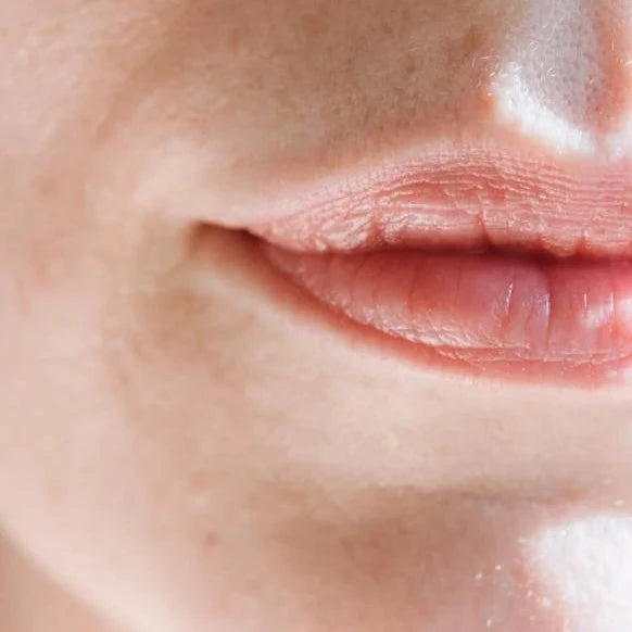 Close up of moisturised lips